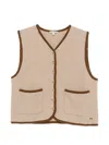Moismont Contrast-trim Sleeveless Cardigan In Neutral