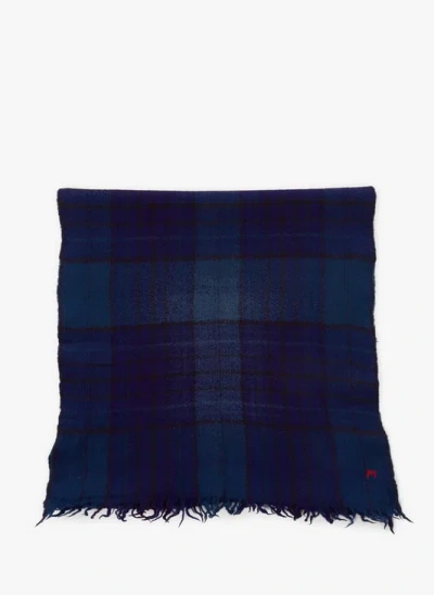 Moismont Echarpe À Carreaux En Laine In Blue