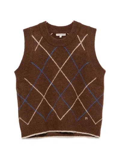 Moismont Argyle Knit Sweater Vest In Brown