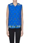 Moismont Flower Print Quilted Gilet In Blue