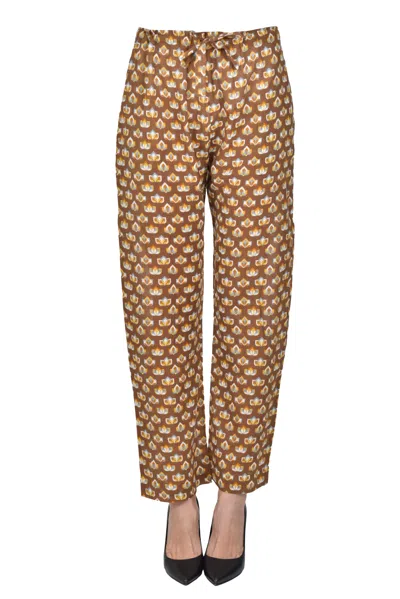 Moismont Printed Cotton Trosuers In Brown