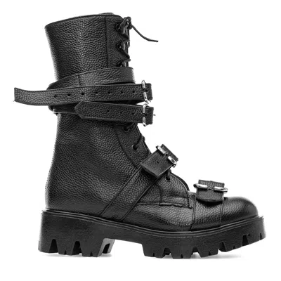Moja Women's Black Leather Boots Combat