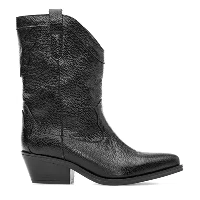 Moja Women's Everly Short Black Leather Ankle Boots