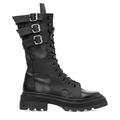 Moja Women's Rubber Black Leather Boots