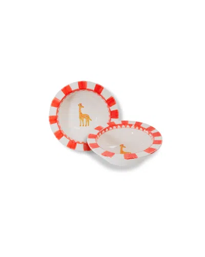 Mojjere Faience Bowl - Animal Design Flame Red Royal Animals - Giraffe