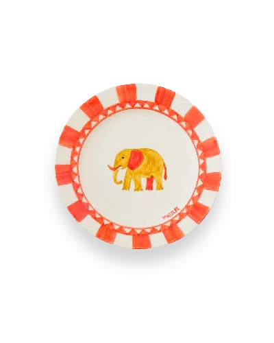 Mojjere Faience Dessert Plate - Animal Design Flame Red