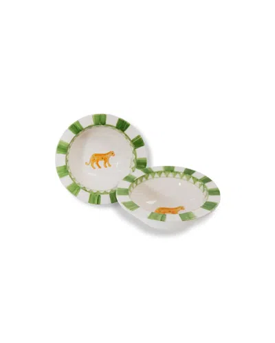 Mojjere Faience Soup Bowl - Animal Design Jungle Green