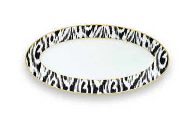 Mojjere Fine Porcelain Oval Platter - Black & White Graphic Pattern In Multi