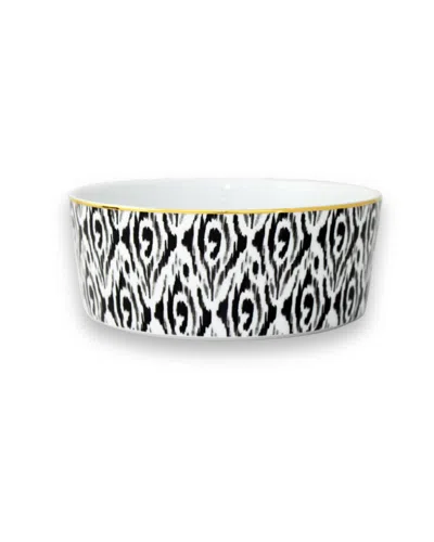 Mojjere Fine Porcelain Salad Bowl - Black & White Graphic Pattern In Multi