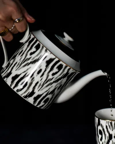 Mojjere Fine Porcelain Teapot - Black & White Graphic Pattern In Multi
