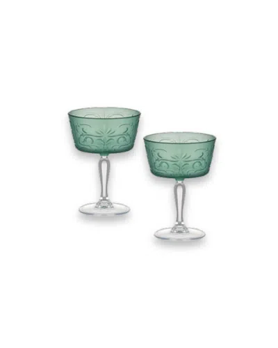 Mojjere Green Cristal Stem Glass - Lagoon Color Design - Two Pcs