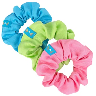 Mokuyobi Women's Green / Blue / Pink Springtime Scrunchie Three Pack In Green/blue/pink
