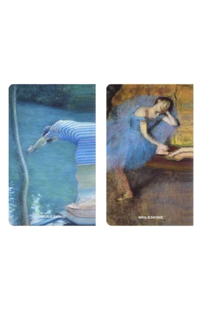Moleskine Impressions Set Of 2 Large Notebooks In Blue Multi