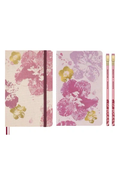 Moleskine Le Saku Them Notebook & Pencils Set In Pink Floral