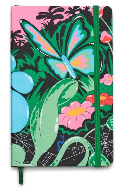 Moleskine X Marc Jacobs Joy Large Hard Cover Ruled Notebook In Green Butterflies