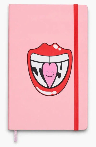 Moleskine X Marc Jacobs Joy Large Hard Cover Ruled Notebook In Red/pink Mouth