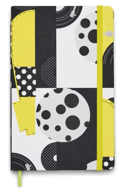 Moleskine X Marc Jacobs Joy Large Hard Cover Ruled Notebook In Yellow/black Polka Dots
