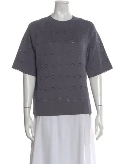 Pre-owned Molli Bateau Neckline Short Sleeve Blouse In Blue