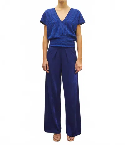 Molli Ciao Fluid Knit Pants In Blue Faience In Multi