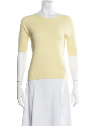 Pre-owned Molli Crew Neck Three-quarter Sleeve Top In Yellow