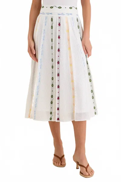 Molli Esperance Jacquard Midi Skirt In Milk Multi In White