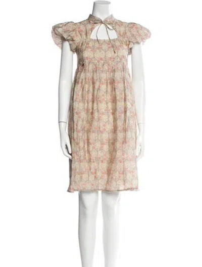 Pre-owned Molli Floral Print Knee-length Dress In Blue