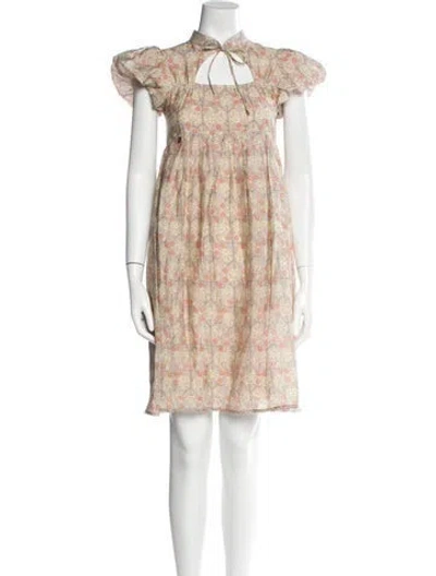 Pre-owned Molli Floral Print Knee-length Dress In Blue