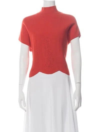 Pre-owned Molli Merino Wool Mock Neck Sweater In Orange/red