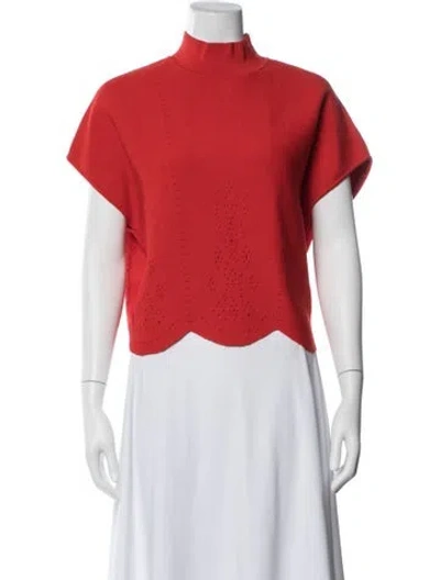 Pre-owned Molli Mock Neck Short Sleeve Top In Red