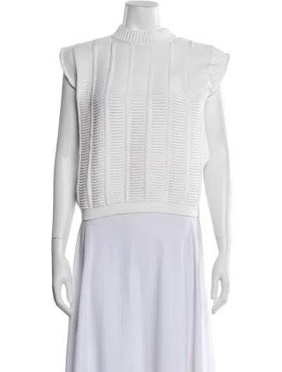 Pre-owned Molli Mock Neck Sleeveless Top In White