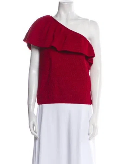 Pre-owned Molli One-shoulder Short Sleeve Top In Red