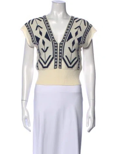 Pre-owned Molli Patterned V-neck Top In Neutral