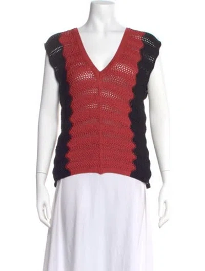 Pre-owned Molli Printed V-neck Sweater In Red