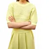 Molli Quilted Knit Top In Lime In Green