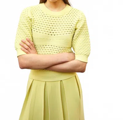 Molli Quilted Knit Top In Lime In Green