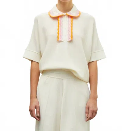 Molli Rickrack Collar Loose-fitting Knit Top In Natural Multi Rose