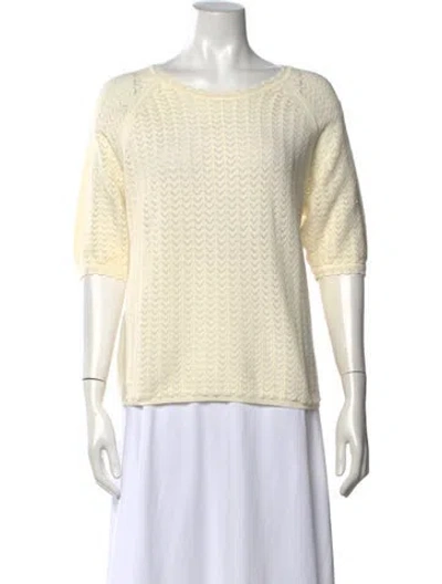 Pre-owned Molli Scoop Neck Three-quarter Sleeve Top In Neutrals