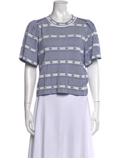 Pre-owned Molli Striped Crew Neck Top In White