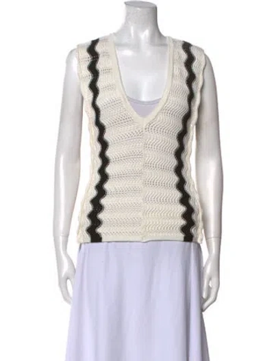 Pre-owned Molli Striped V-neck Sweater In Neutral