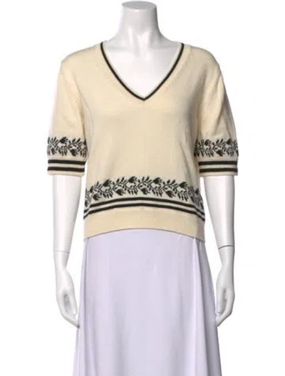 Pre-owned Molli Virgin Wool Floral Print Sweater W/ Tags In Neutrals