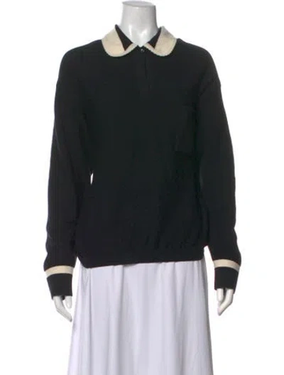 Pre-owned Molli Virgin Wool Long Sleeve Polo In Black