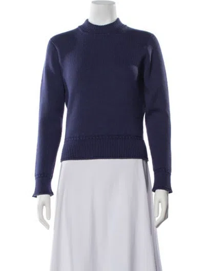 Pre-owned Molli Virgin Wool Mock Neck Sweater In Blue