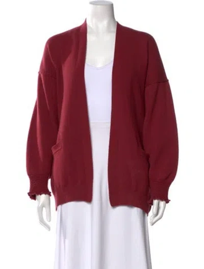 Pre-owned Molli Virgin Wool Open Front Sweater In Red