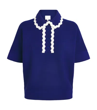 Molli Virgin Wool Scalloped-collar Sweater In Blue