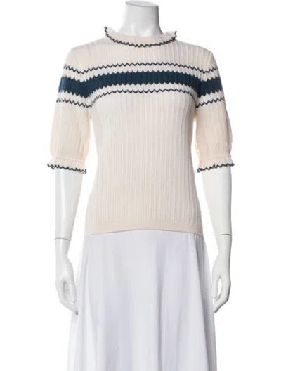 Pre-owned Molli Virgin Wool Striped Sweater In White