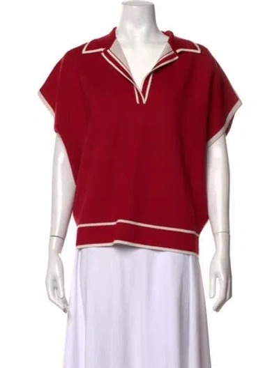 Pre-owned Molli Virgin Wool V-neck Polo In Red