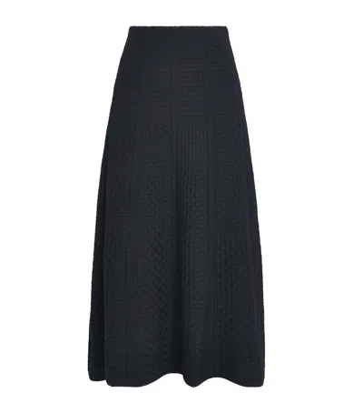 Molli Virgin Wool-blend Basket-weave Midi Skirt In Black