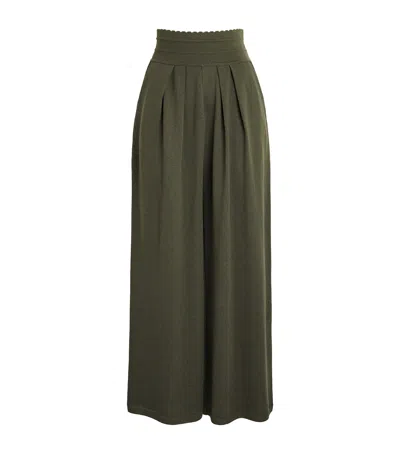 Molli Virgin Wool-blend Lauren Knit Trousers In Green