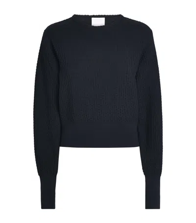 Molli Virgin Wool-blend Wicker-stitch Sweater In Black