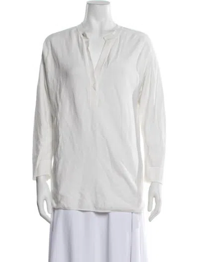 Pre-owned Molli V-neck Long Sleeve Top In White